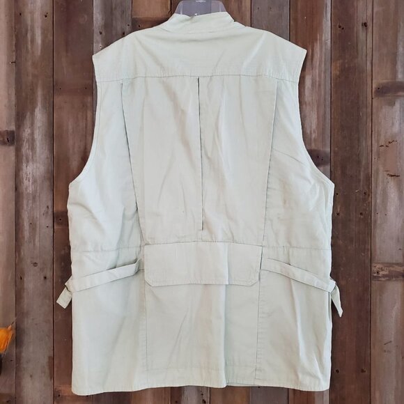VTG ORVIS FLY FISHING Vest Jacket Pockets Sz L Hunting Khaki Safari Photography - Picture 10 of 11